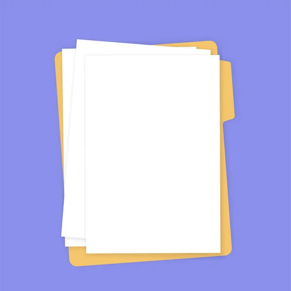 Empty Paper Pages Realistic Documents Pile Folder Mockup Blank Clean — Stock Vector