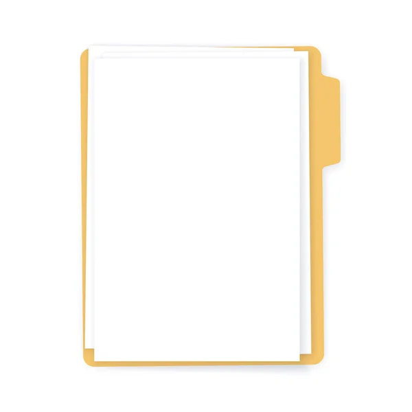 空空如也的纸页 现实的文件堆叠在文件夹模型上 一堆堆空白的信件 办公室 教育用白纸 透明背景阴影 模板矢量说明 — 图库矢量图片