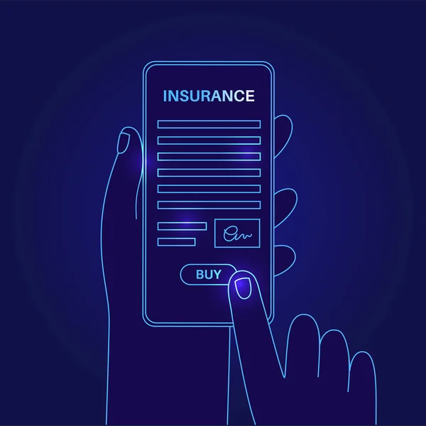 Försäkringsformulär Online Bil Hälso Eller Hussäkerhetskoncept Digitalt Avtal Köpa Försäkringsplan — Stock vektor
