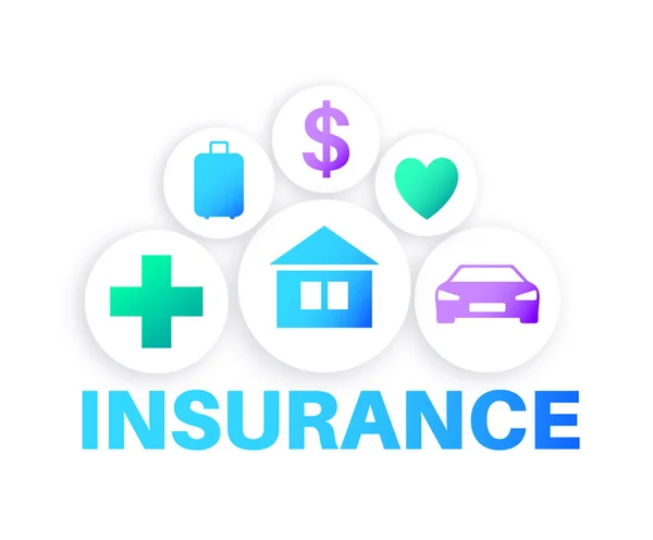 Insurance Agency Icons Car Health House Safety Concept Agreement Client — Stock Vector