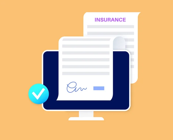 Versicherungsformular Online Auto Gesundheits Oder Haussicherheitskonzept Digitaler Vertrag Versicherungsvertrag Internet — Stockvektor
