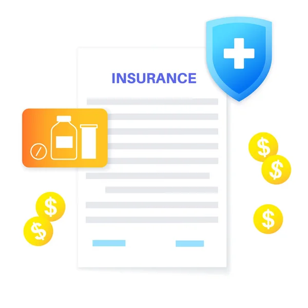 Formulário Seguro Saúde Conceito Cuidados Saúde Proteção Vida Documento Acordo — Vetor de Stock