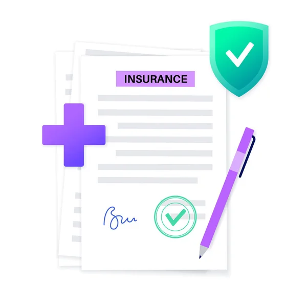 Formulář Zdravotního Pojištění Zdravotní Péče Ochrana Života Dokument Smlouvy Plán — Stockový vektor