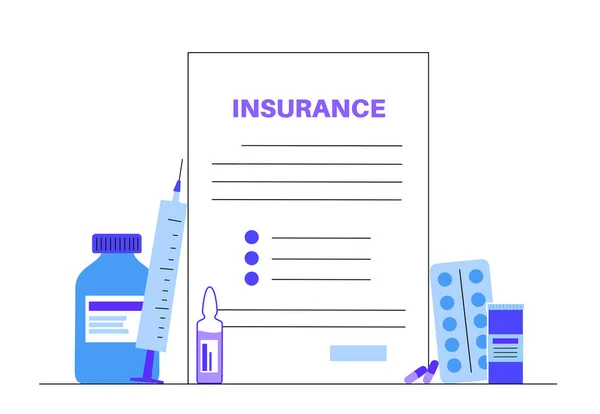 Sjukförsäkringsformulär Begreppet Hälso Och Sjukvård Och Skydd Liv Avtalsdokument Inköpsförsäkringsplan — Stock vektor