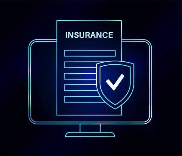 Försäkringsformulär Online Bil Hälso Eller Hussäkerhetskoncept Digitalt Avtal Köpa Försäkringsplan — Stock vektor