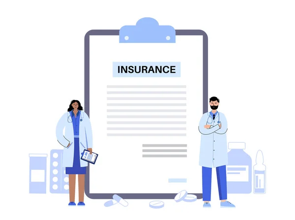 Sjukförsäkringsformulär Begreppet Hälso Och Sjukvård Och Skydd Liv Avtalsdokument Inköpsförsäkringsplan — Stock vektor
