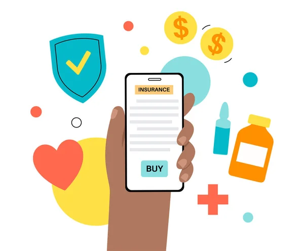 Formulário Seguro Saúde Online Conceito Cuidados Saúde Proteção Vida Acordo —  Vetores de Stock