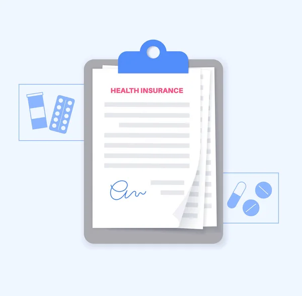 Formulaire Assurance Maladie Concept Santé Protection Vie Document Accord Plan — Image vectorielle