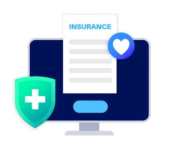 Krankenversicherungsformular Online Gesundheits Und Lebensschutzkonzept Digitaler Vertrag Versicherungsvertrag Internet Auf — Stockvektor