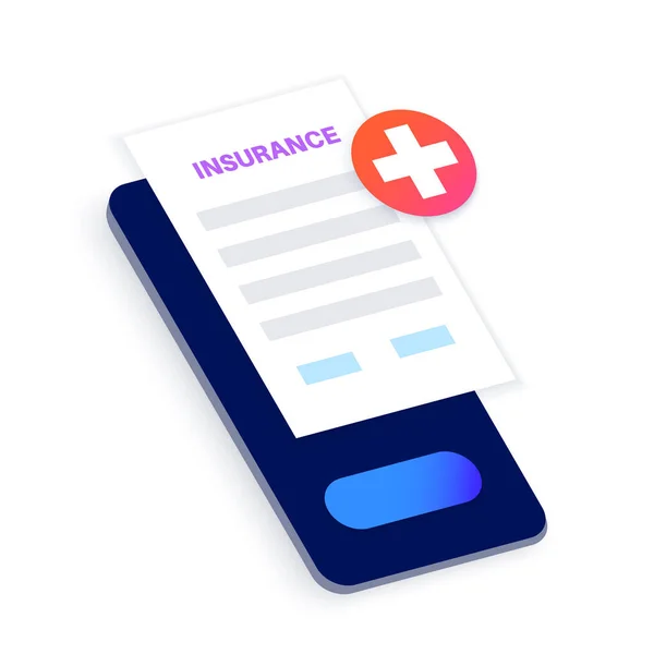 Formulář Zdravotního Pojištění Online Zdravotní Péče Ochrana Života Digitální Dohoda — Stockový vektor