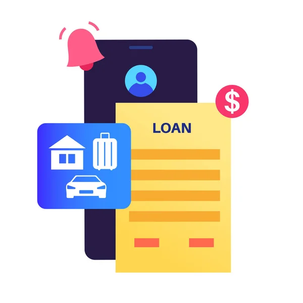 Empréstimo Line Web Form Pediu Dinheiro Emprestado Banco Pela Internet —  Vetores de Stock