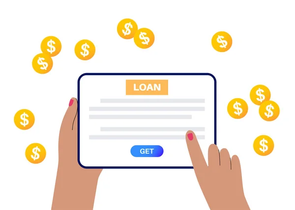 Půjčit Online Webový Formulář Půjčené Peníze Banky Prostřednictvím Internetu Pro — Stockový vektor