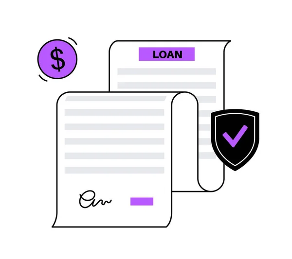 Dokument Auf Papierseite Ausleihen Kreditaufnahme Bei Der Bank Für Einzelpersonen — Stockvektor