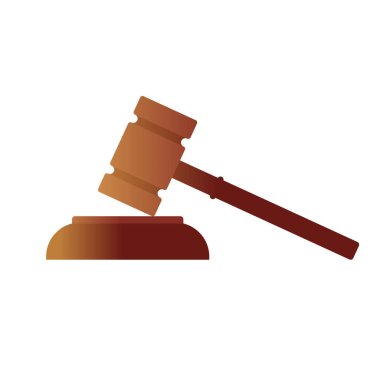 Wooden gavel icon of justice in the courthouse. Concept of justice and judgment. Legal punishment or verdict decision. Authority logo. Realistic vector illustration for web banner.
