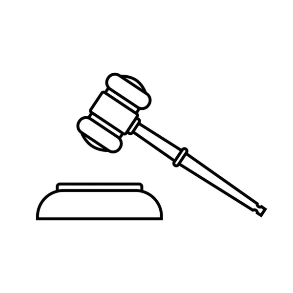 Wooden Gavel Linear Icon Justice Courthouse Concept Justice Judgment Legal — Wektor stockowy