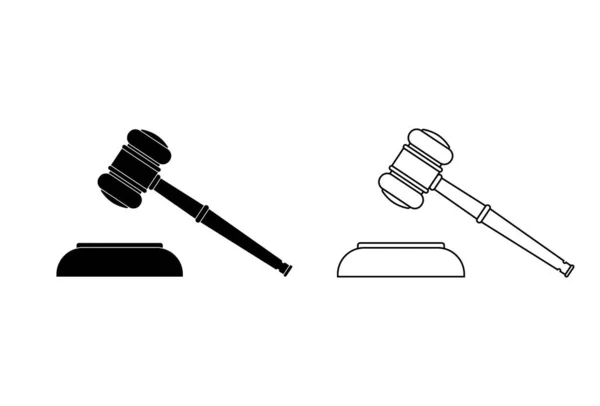 Wooden Black Gavel Icon Justice Courthouse Concept Justice Judgment Legal — Wektor stockowy