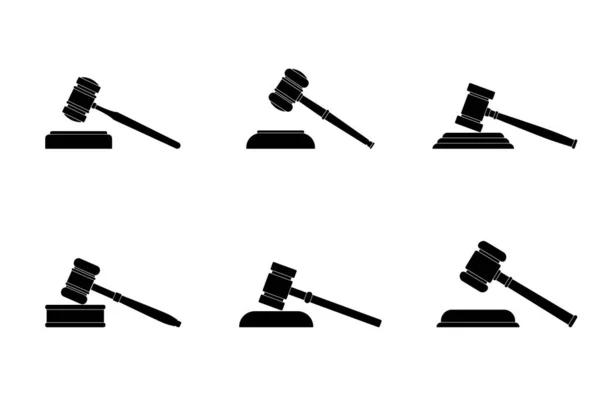 Wooden Black Gavel Icon Justice Courthouse Concept Justice Judgment Legal — Wektor stockowy