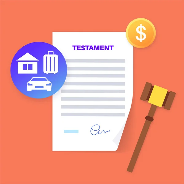 Testament Inheritance Contract Last Weel Form Paper Document Legal Work — Wektor stockowy
