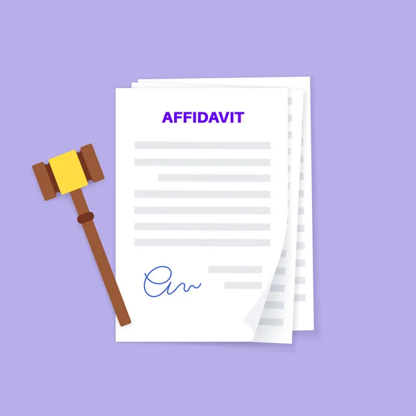 Affidavit Statement Paper Document Oath Affirmation Concept Written Legal Declaration — Vetor de Stock