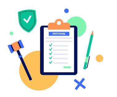 Dilekçe imzalama süreci. İmza sayımı konsepti. Sayısız kişi tarafından imzalanmış yazılı kağıt. Resmi veya kamu kuruluşu düz vektör illüstrasyonuna başvuru.