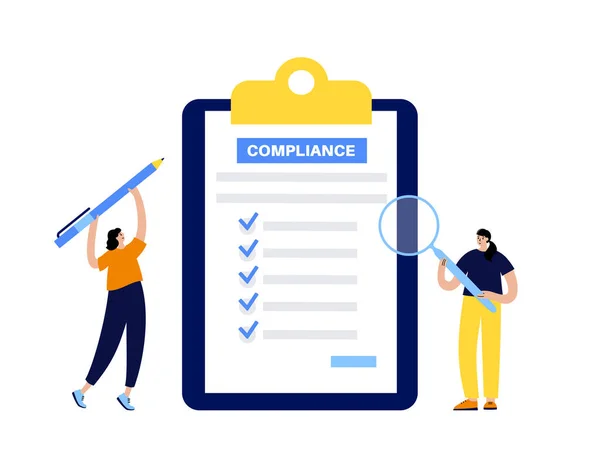 Compliance Dokument Konzept Informationen Die Erforderlich Sind Die Umsetzung Überprüfen — Stockvektor