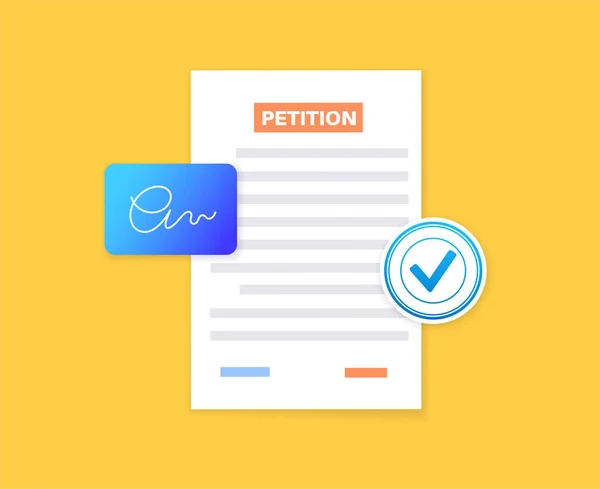 Petition Signing Process Public Counting Signatures Concept Written Paper Document — Vetor de Stock