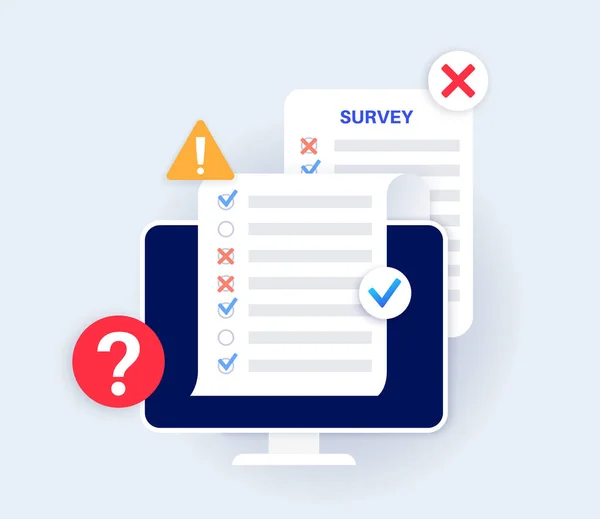 Survey Document Checklist Form Feedback Questionnaire Pool Customer Service Client — 图库矢量图片