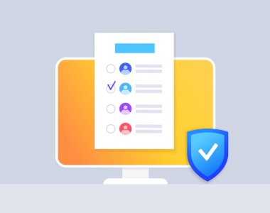 Web election, people choose the president, members of parliament or congressmen from candidats online. Electoral system in representative democracy country. Digital ballot flat vector illustration