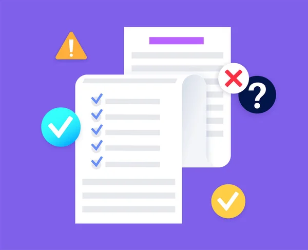 Survey Document Checklist Form Feedback Questionnaire Pool Customer Service Client — 图库矢量图片