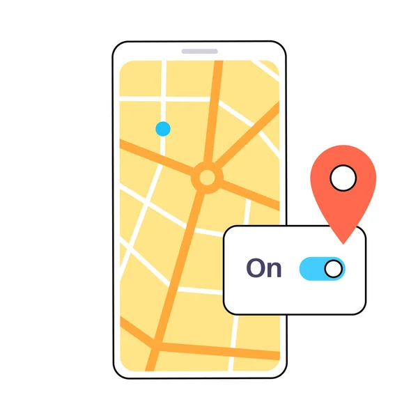 Location Settings Gps Activation Button Toggle Geolocation Mode Switch Smartphone — Image vectorielle