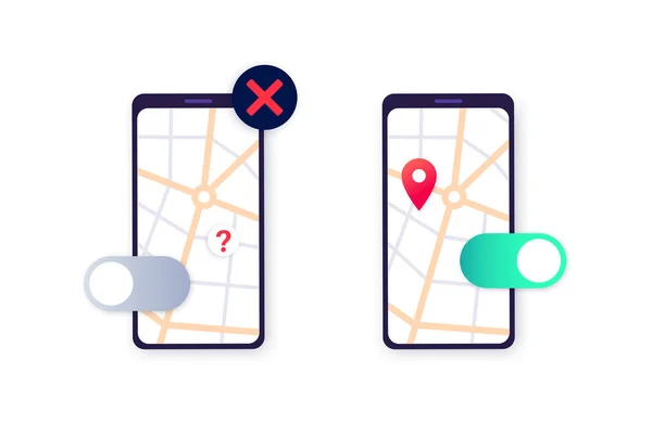 Location Settings Gps Activation Button Toggle Geolocation Mode Switch Smartphone — Vector de stock