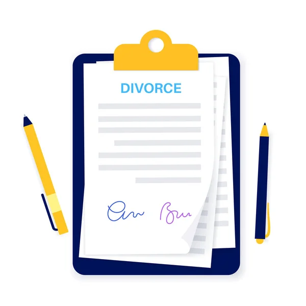 Divorce Certificate Concept Official Paperwork Process Terminating Marriage Marital Union — Image vectorielle