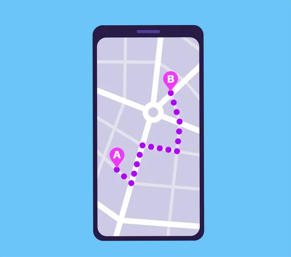 Aplicação Mapa Gps Para Smartphone Navegação Rua Cidade Rota Destino — Vetor de Stock