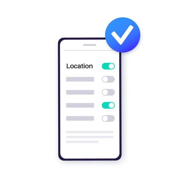 Location Settings Gps Activation Button Toggle Geolocation Mode Switch Smartphone — Stok Vektör