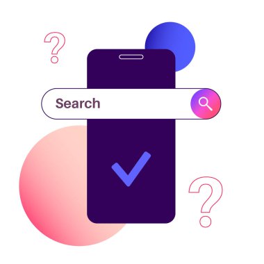 Web sitesinde veya uygulamada arama çubuğu ögesi. Sorgu alanı, bul düğmesini. Kullanıcı ilgili bilgileri bulmak için anahtar sözcükleri girebiliyor. Web tasarımcıları, geliştiriciler ve kullanıcılar için kullanışlı, arayüz vektör çizimi