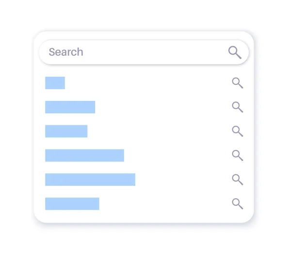 Search Bar Website App Dropdown Relevant Results Suggestions Popular Queries — Stock Vector