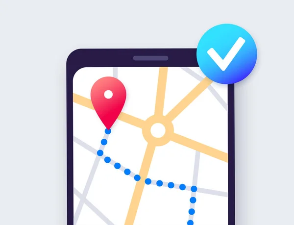 Aplicação Mapa Gps Para Smartphone Navegação Rua Cidade Rota Destino — Vetor de Stock