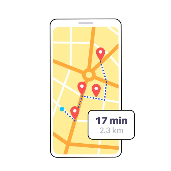 Aplicación Rastreo Mapas Gps Para Smartphone Navegación Calle Ciudad Ruta — Vector de stock