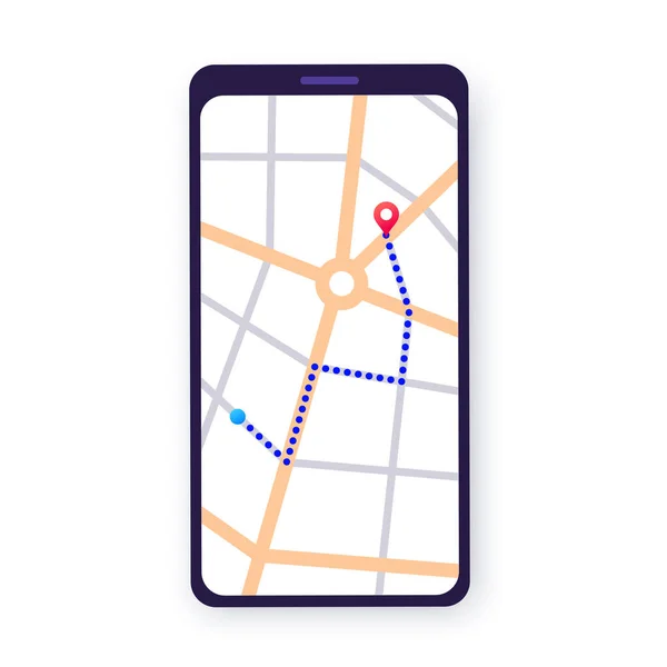 Aplicación Mapas Gps Para Smartphone Navegación Calle Ciudad Ruta Destino — Vector de stock