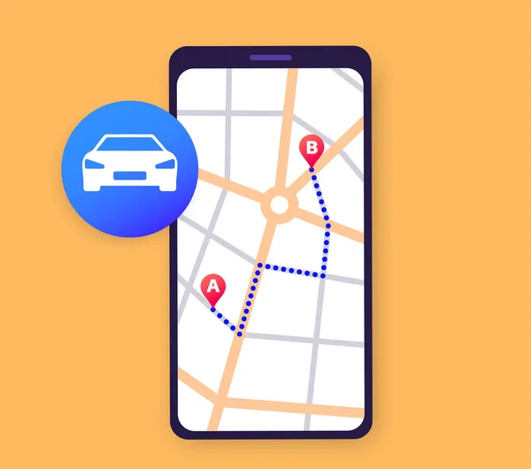 Applicazione Localizzazione Mappe Gps Smartphone Navigazione Nella Strada Della Città — Vettoriale Stock