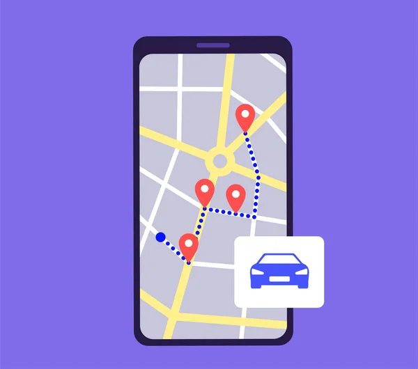 Aplicación Rastreo Mapas Gps Para Smartphone Navegación Calle Ciudad Ruta — Vector de stock