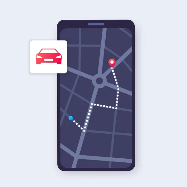 Applicazione Mappa Gps Smartphone Navigazione Nella Strada Della Città Itinerario — Vettoriale Stock