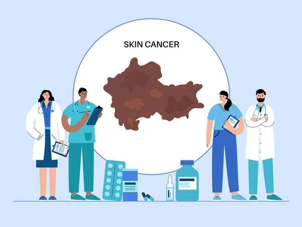 Μελάνωμα Διαγνωστική Και Θεραπευτική Έννοια Καρκίνου Του Δέρματος Γιατροί Και — Διανυσματικό Αρχείο