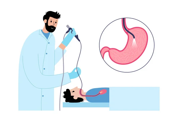 Procedura Gastroscopia Gastroenterologo Utilizza Gastroscopio Endoscopia Diagnostica Dello Stomaco Clinica — Vettoriale Stock