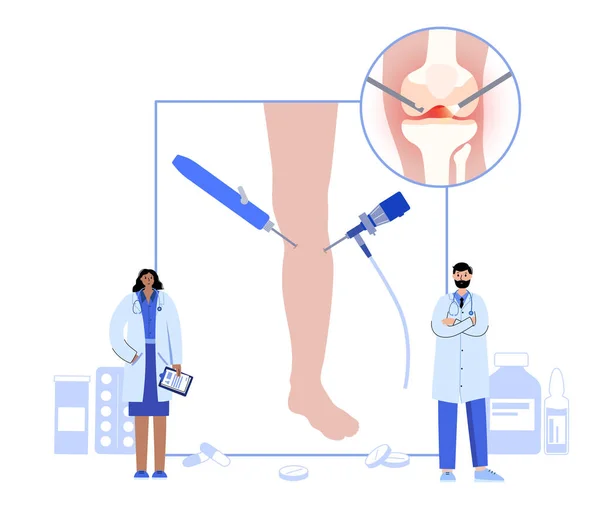 Artroskopi Medicinsk Procedur Knäled Minimalt Invasiv Kirurgi Artroskop Och Artroskopiskt — Stock vektor
