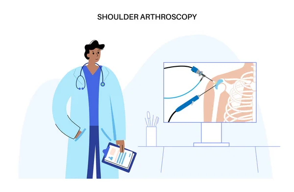 Shoulder Arthroscopy Procedure Rotator Cuff Tears Shoulder Joint Replacement Minimally — Stock Vector