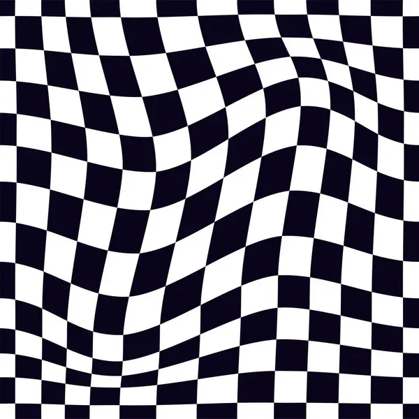 stock vector Psychedelic checkerboard or race flag. Visually striking design featuring black white colors. Trippy geometric shapes. Optical illusions, retro art, mesmerizing visual vintage vector illustration