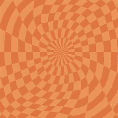 Psikedelik dama tahtası, mozaik süs. Pastel renkler içeren göz alıcı bir tasarım. Geometrik şekiller. Optik illüzyonlar, retro sanat, büyüleyici görsel vintage illüstrasyon