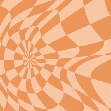 Psikedelik dama tahtası, mozaik süs. Pastel renkler içeren göz alıcı bir tasarım. Geometrik şekiller. Optik illüzyonlar, retro sanat, büyüleyici görsel vintage illüstrasyon