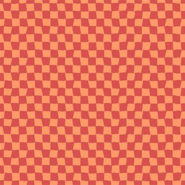 Psikedelik dama tahtası deseni. Pastel renkler ve tuhaf geometrik şekiller içeren göz alıcı bir tasarım. Optik illüzyonlar retro sanat, grafik büyüleyici görsel vektör illüstrasyonu